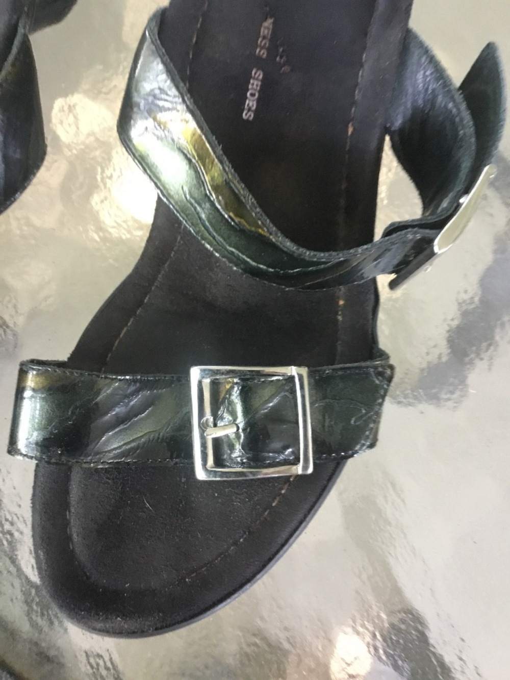 Helle Comfort Sada  sandal black Edelma marbleized buckle strap from Spain  S 39
